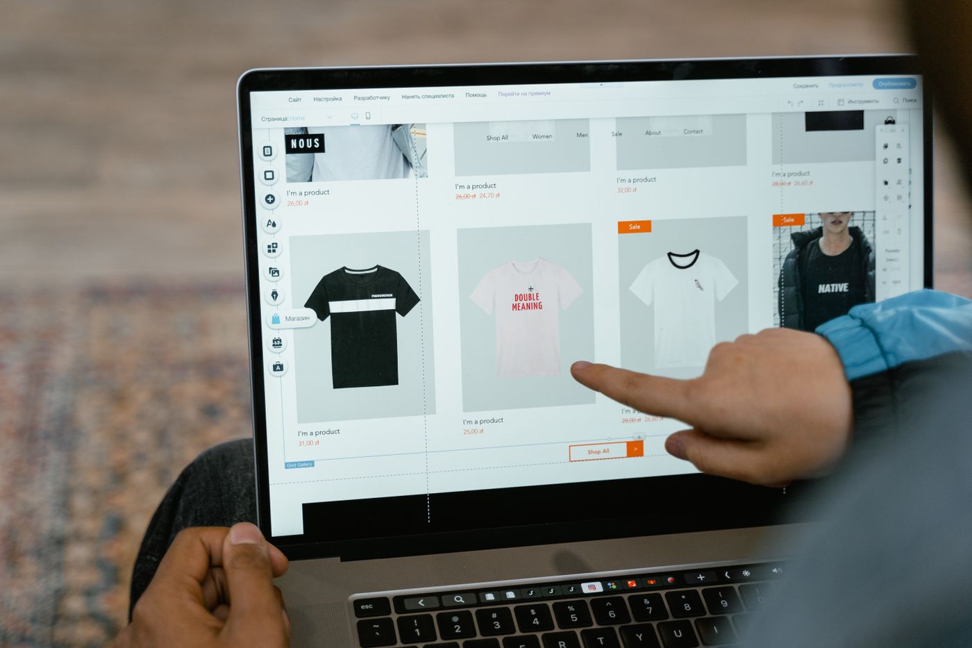 A marketplace search results grid of small product thumbnails, all with matching clean white backgrounds